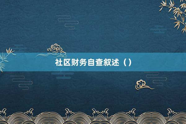 社区财务自查叙述（）
